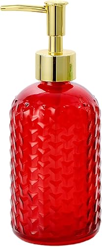 Miniatura 1 de 13 oz Glass Hand and Dish Soap Dispenser,Clear Diamond Design Glass Refillable Hand Soap Dispensers with Rust Proof Pump,Bathroom Decoration