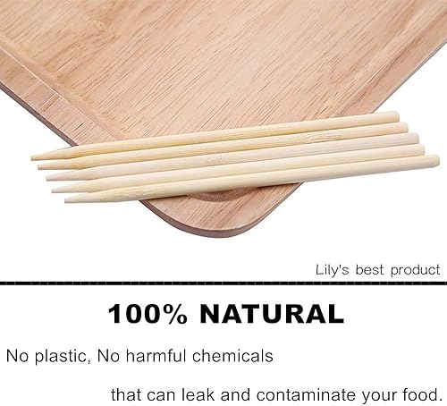 Vista 3 de HOPELF Brochetas de bambú semipunto de 5.5 pulgadas – Palitos de bambú natural de 0.197 in de grosor para caramelo de barbacoa, palitos de manzana
