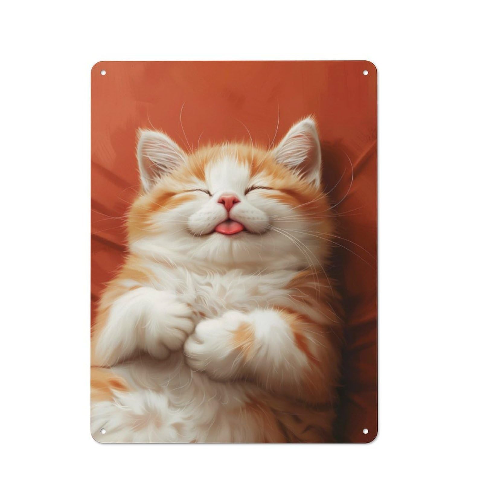 Junmoney Cute Sleeping Tabby Kitten Retro Tin Wall Plaque 40X30cm For Dining Room Or Kitchen, For Home Decor Collectors