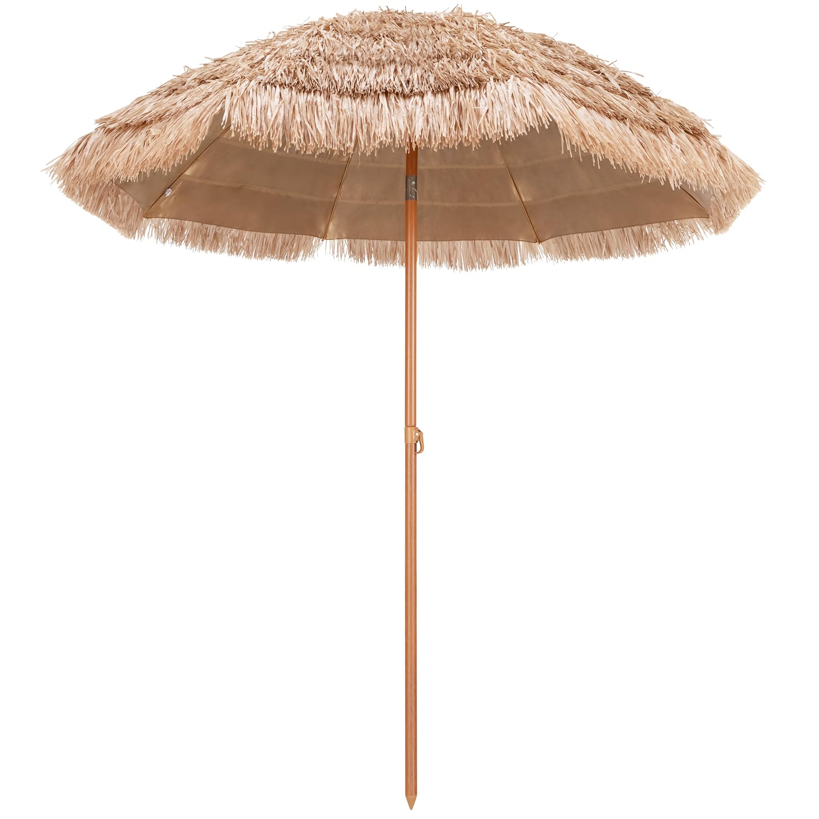 COSTWAY Hawajski parasol przeciwsłoneczny, 208 cm, słomkowy, UPF 50+, możliwość zginania w zakresie 30°, parasol ogrodowy, parasol na taras, na plażę, do ogrodu, na balkon