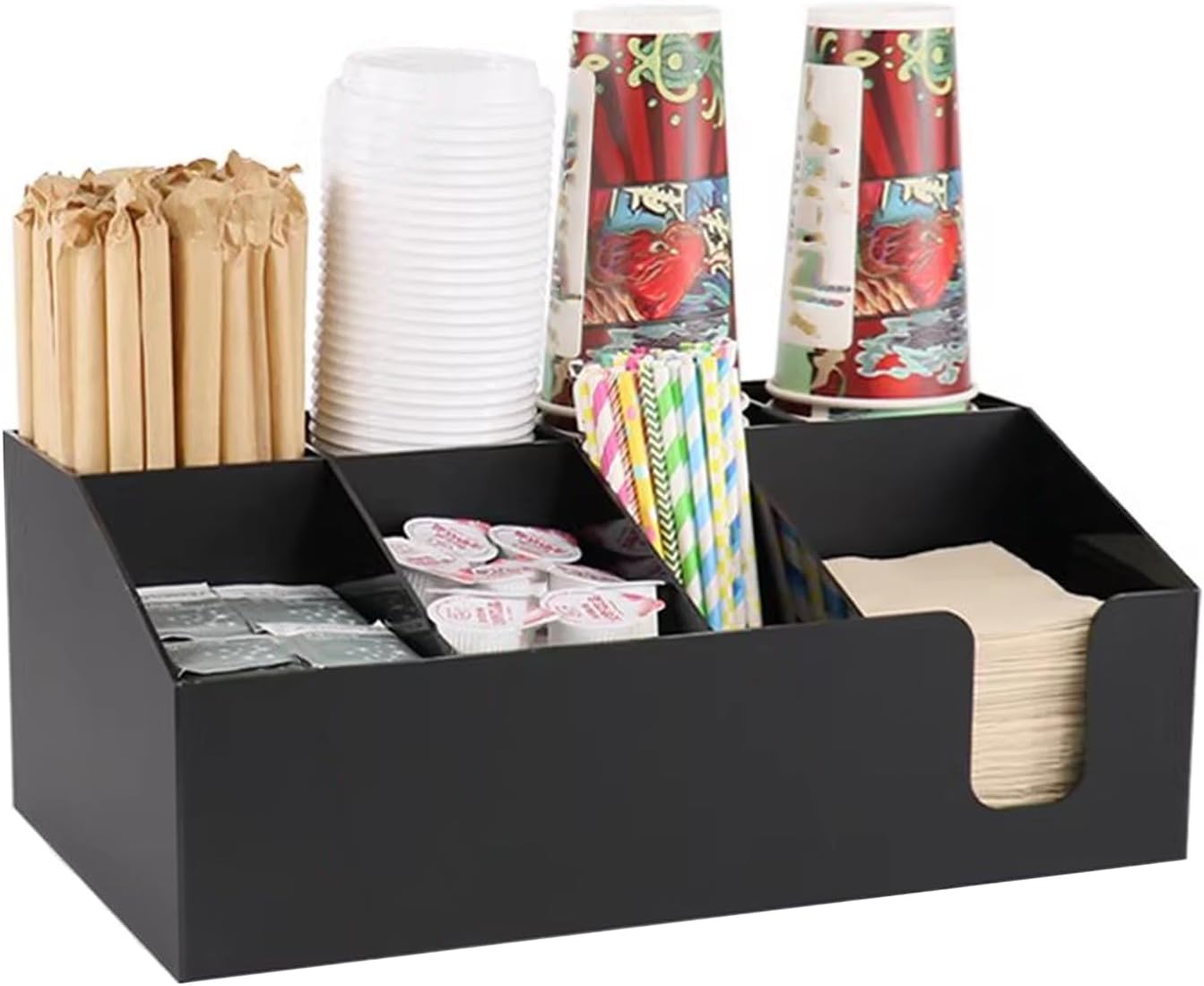 Coffee Bar Station, Snack Tea Organizer & Storage Holder for Office Coffee Table – Perfect Countertop Setup for Syrup, Creamer, Condiment Accessories,Acrylic white 02