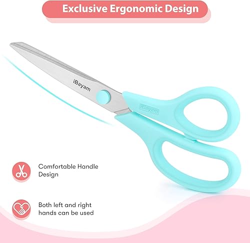 Vista 26 de Tijeras, iBayam - Paquete de 3 tijeras antiadherentes multiusos de 8 pulgadas, cuchillas de titanio de 0.098 pulgadas de grosor con agarre cómodo