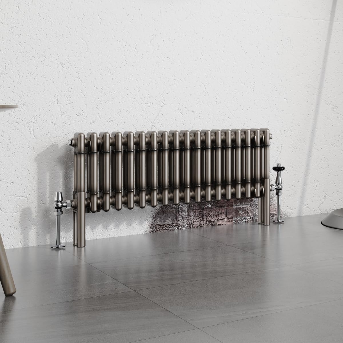 Warmehaus 300x830mm Raw Metal Horizontal Column Radiator Double Traditional Cast Iron Style Bathroom Radiator