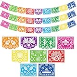 DomeStar 3 Pack Mexican Party Banners, 54 Feet Papel Picado Fiesta Banner Garland for Cinco de Mayo Dia De Los Muertos Birthday Supplies