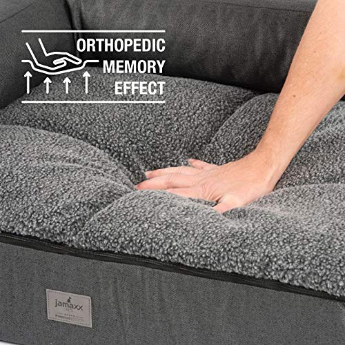 JAMAXX Premium 4-in-1 Hunde-Sofa Orthopädisches Hundebett mit Memory Visco Schaumstoff, abnehmbare Polster, Extra-Dicke Polsterung, Wechsel-Bezug, Waschbar, PDB3015 (M) 80x60 ECO anthrazit grau