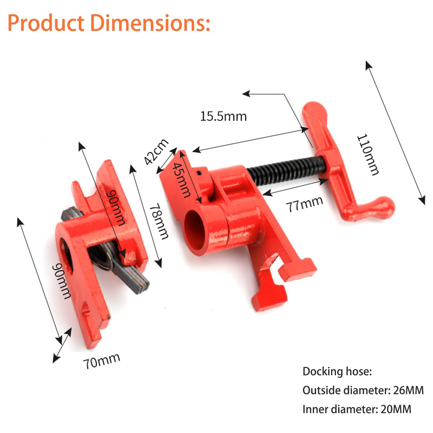 4 Piezas Abrazadera de Tubo 3/4" para Carpintería - Sargentos de Metal