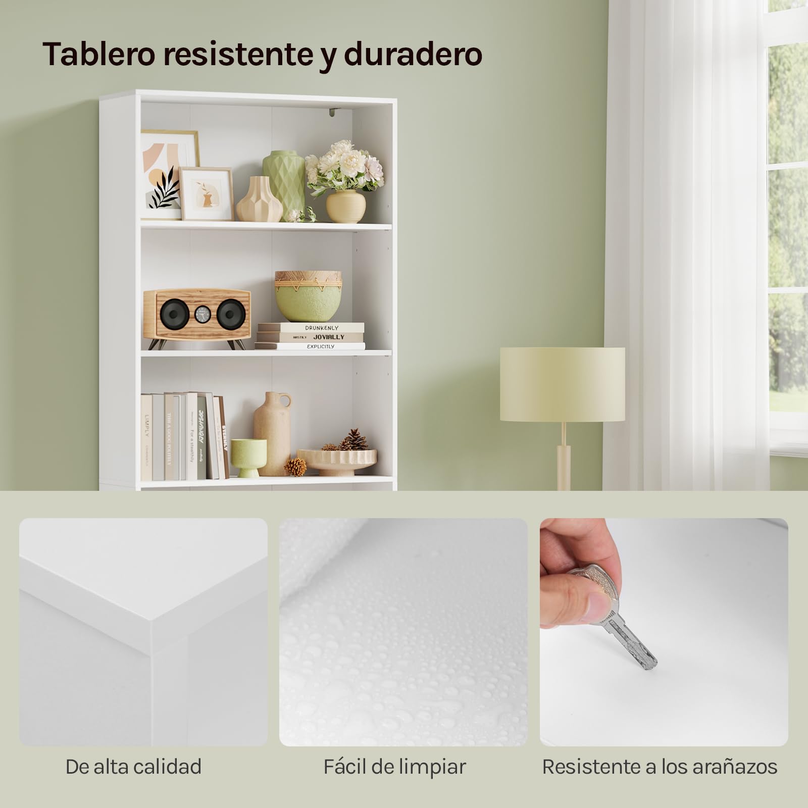 WOLTU Librería Alta Vertical, Estantería de Libros de 6 Niveles | Libreria Estanteria de Piso, Separador de Ambientes para Salón, Estudio, Oficina y Dormitorio, Blanco, 60x23,5x180 cm