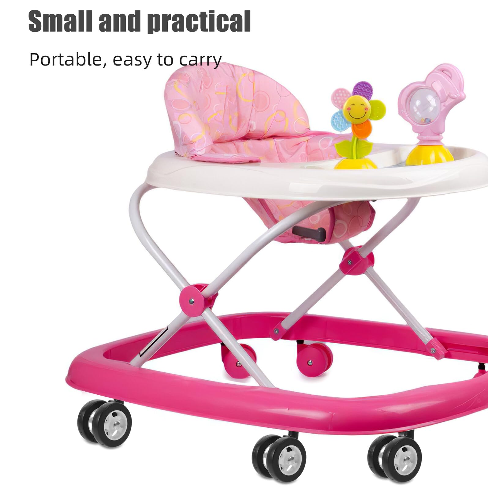 BESPORTBLE Ruote di Ricambio per Passeggino e Girello per Bambini, 4 Pezzi Nere Leggere e Resistenti All'usura, per Uso Interno ed Esterno