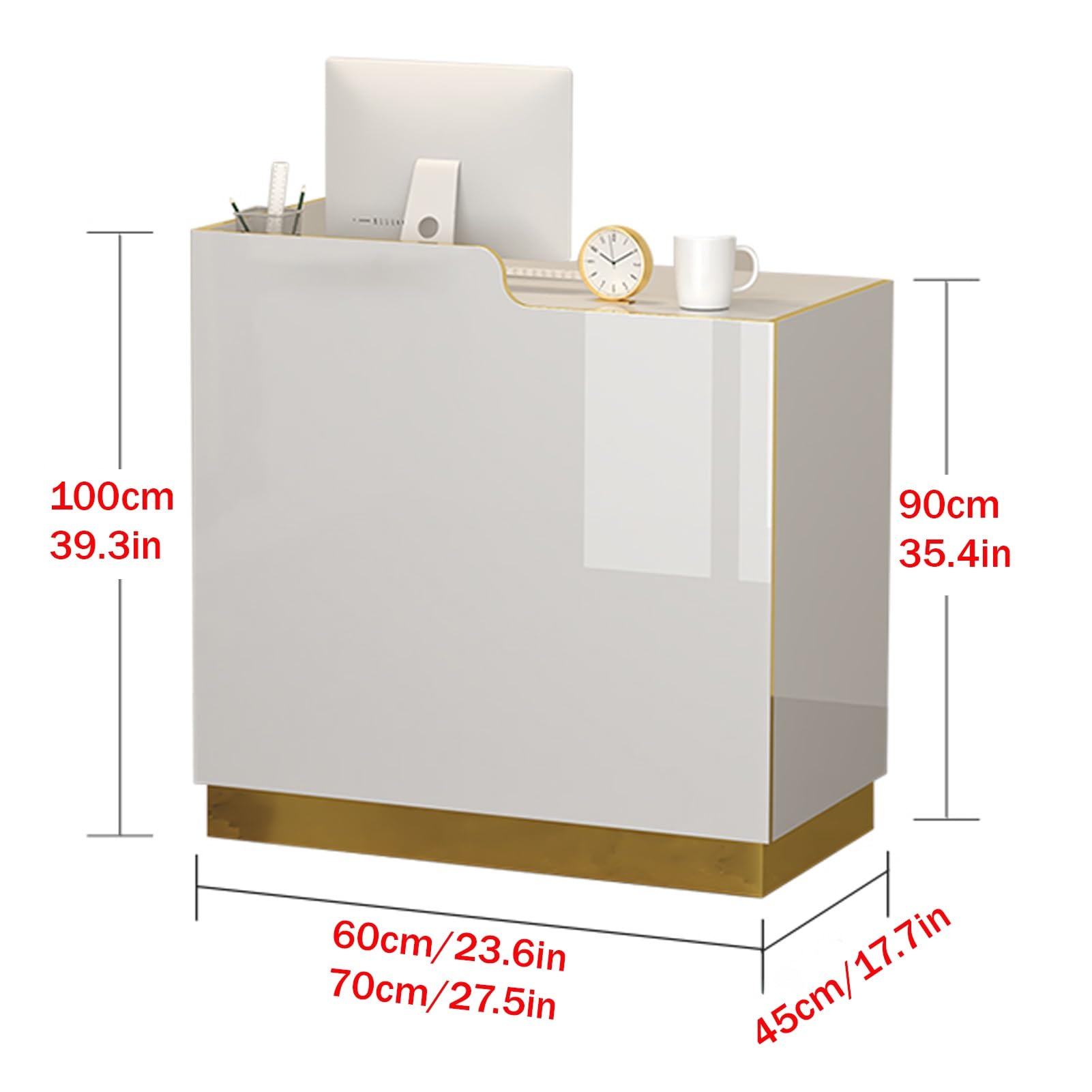 Genérico Mostrador de recepción Elegante con cajones con Cerradura, mostrador Frontal Compacto de 70 cm/27,5 Pulgadas para Tiendas de Ropa, Salones de Belleza, vestíbulo