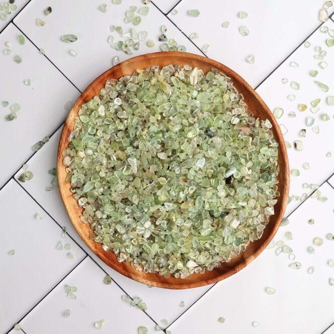 Image of Natural Prehnite Crystal Chips Stone 50 Gm for Reiki, Meditation, Vastu & Feng Shui | Polished Gemstone Chips for Home Decor, Jewellery Making, Resin Art & Craft