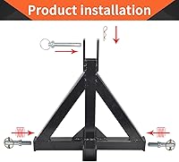 Vista 4 de Adaptador de enganche de remolque receptor de 3 puntos de 2 pulgadas de alta resistencia, compatible con remolques subcompactos de categoría 1