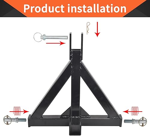 Miniatura 4 de Adaptador de enganche de barra de tracción de remolque de 2 pulgadas y 3 puntos resistente para remolque subcompacto compatible con tractores de