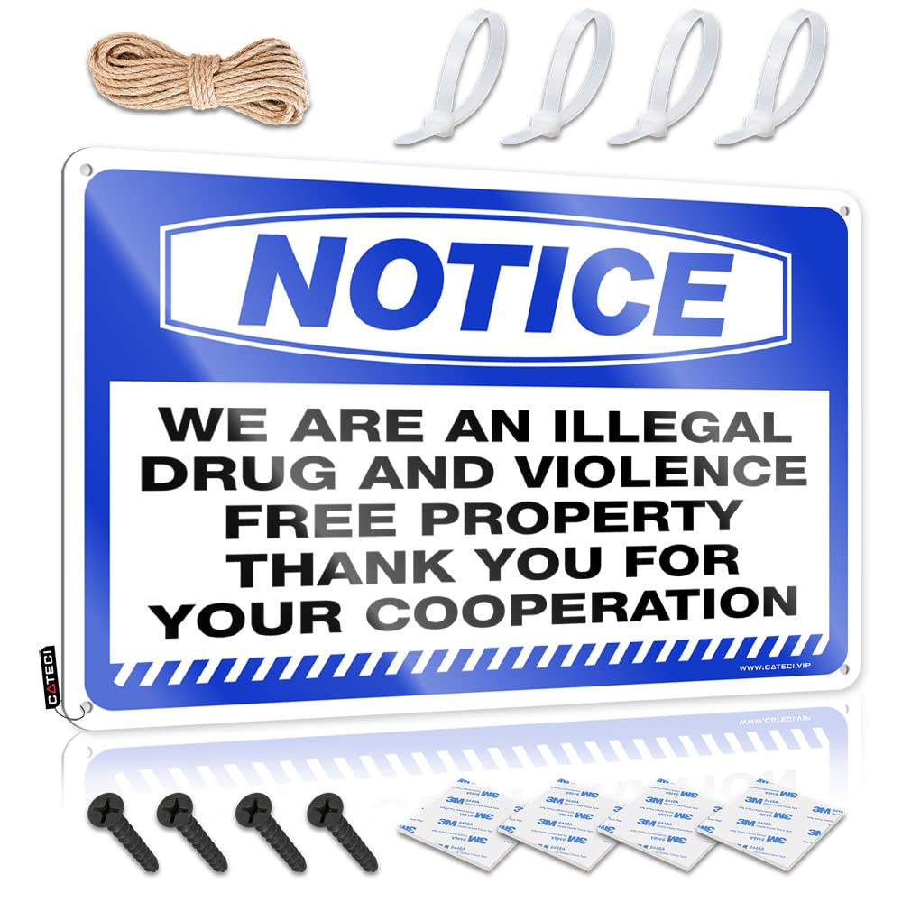 STWNVOITV Funny Garage Tin Sign Notice We Are An Illegal Drug And Violence Free Tin Sign Bar Sign For Home Decor Metal Signs For Bar(30X40CM)