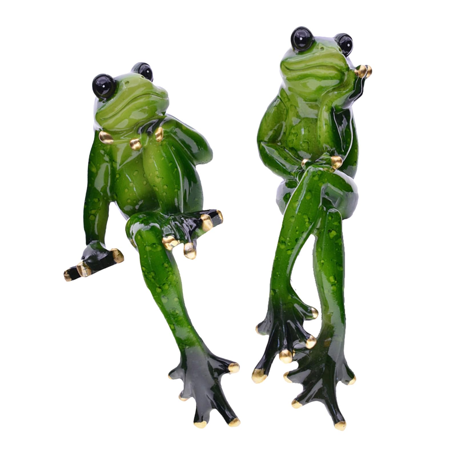 Grenouille résine extérieure : statuette réaliste 2pcs pour décor de jardin et bonsaï