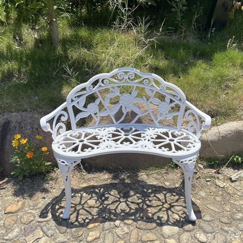 TangXiaoQi Garden Bench, Metal Aluminium Rose, Suitable for Garden Veranda Park Front Porch Balcony Outdoors (White) - Image 7