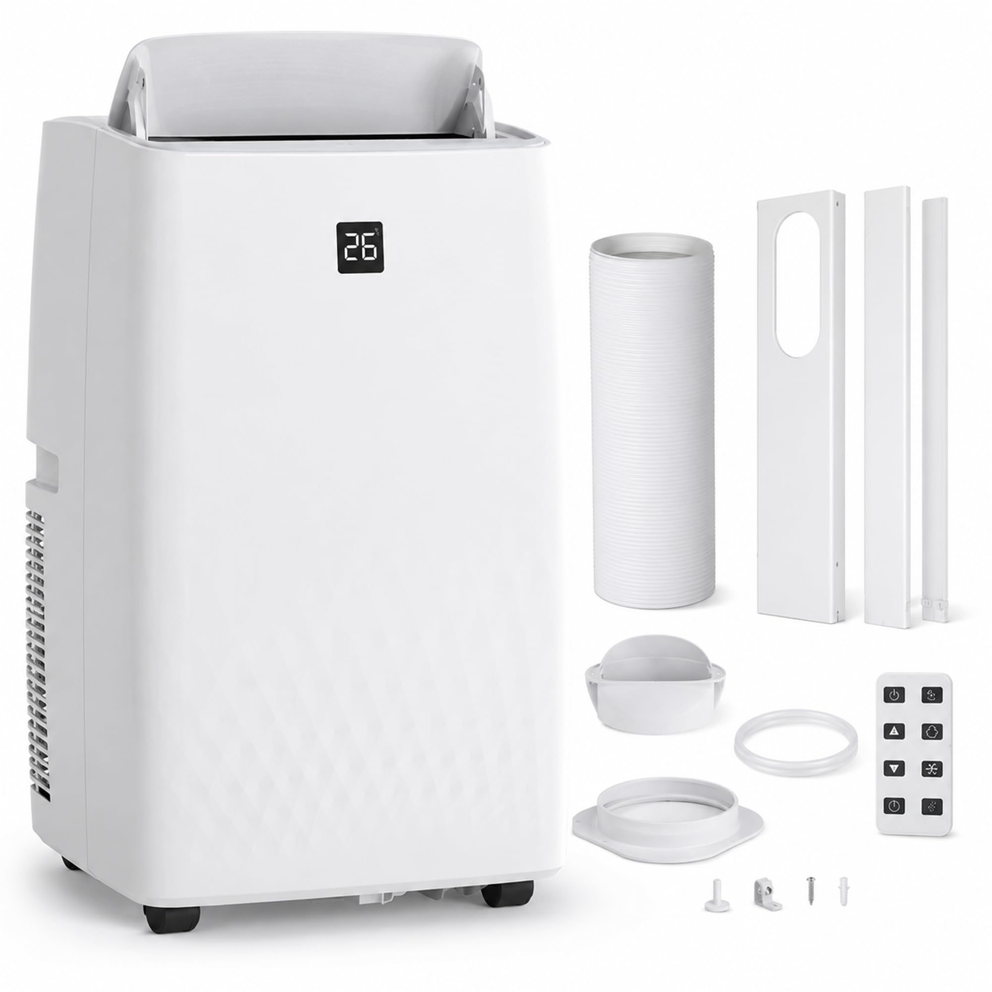 14000 btu portable air conditioners, cools up to 750 sq. ft, 4-in-1 portable ac unit for rooms with remote control, quiet operation, 24h timer, window installation kit for home office