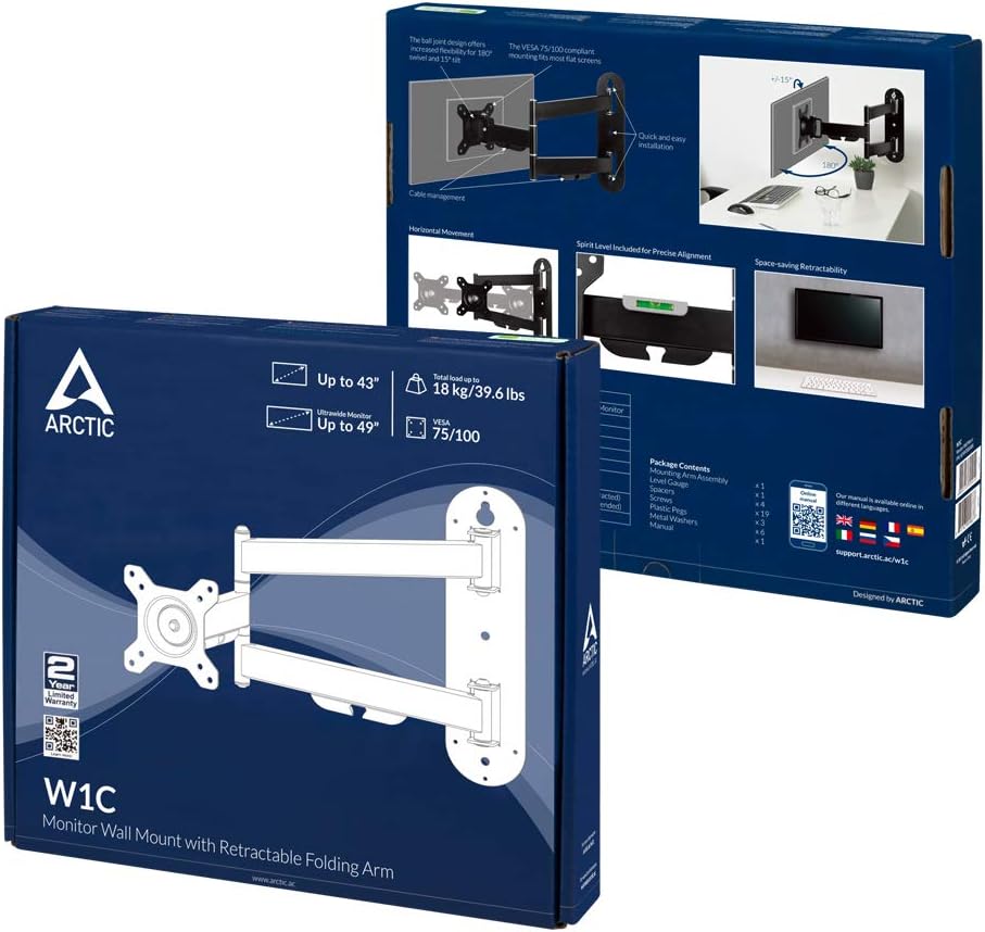 ARCTIC W1C Wall Mount packaging showing contents