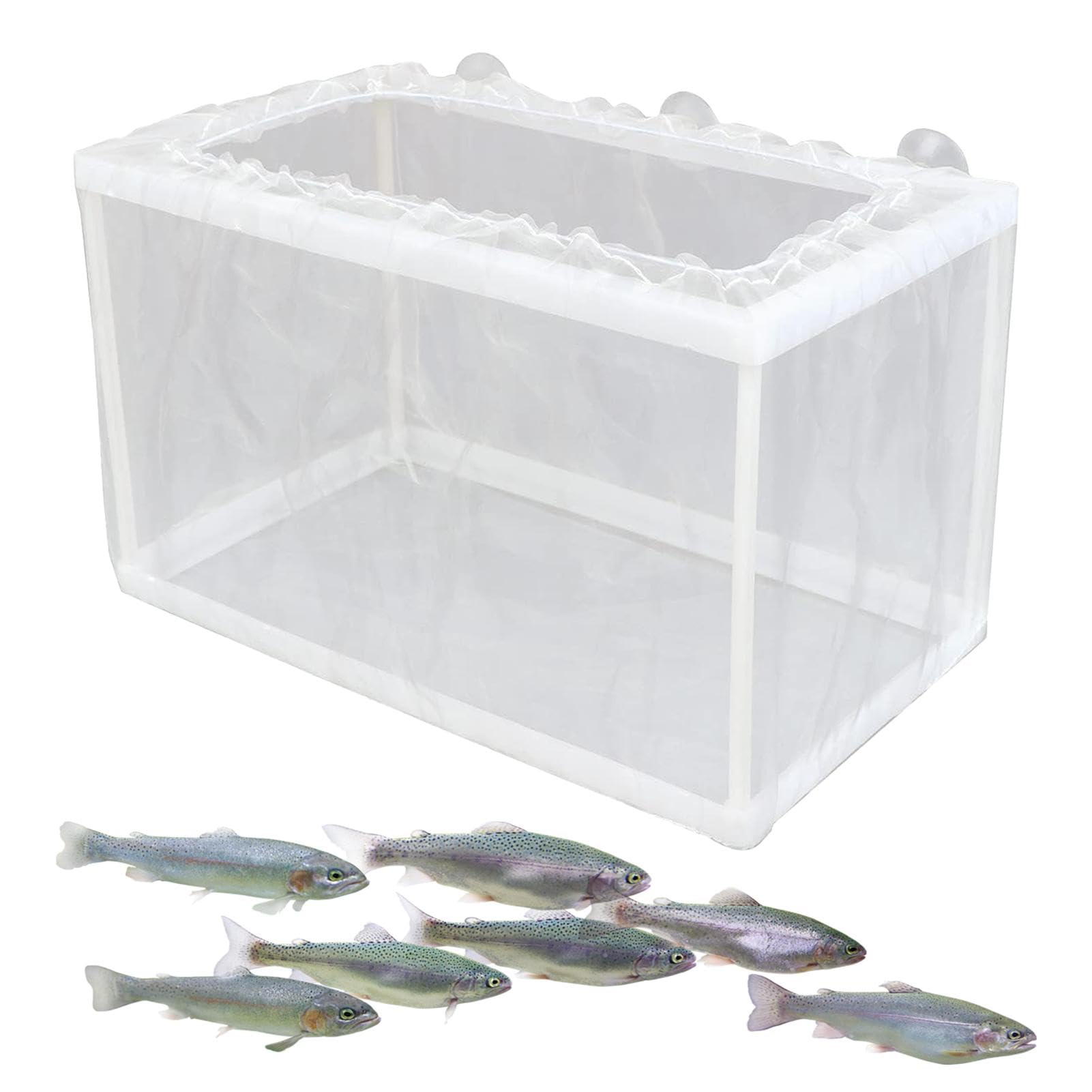 Amazon | 26x15x15.5cm稚魚繁殖隔離ボックス PP + メッシュ 吸盤付き