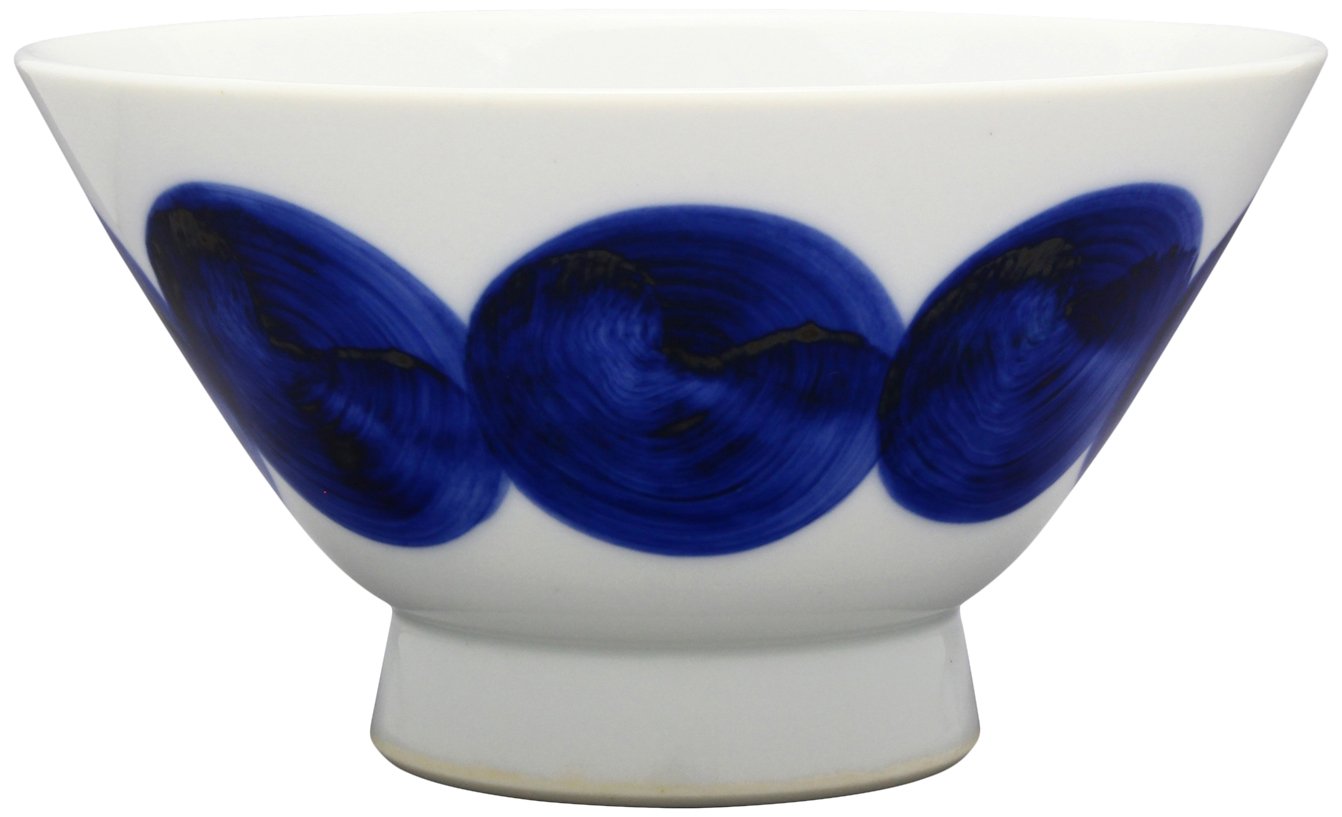 Hasamiyaki Round Crest Tsunagi Kurawanka Bowl, Tea Bowl, Rice Bowl, Blue, Microwave Safe, Made in Japan : Home & Kitchen