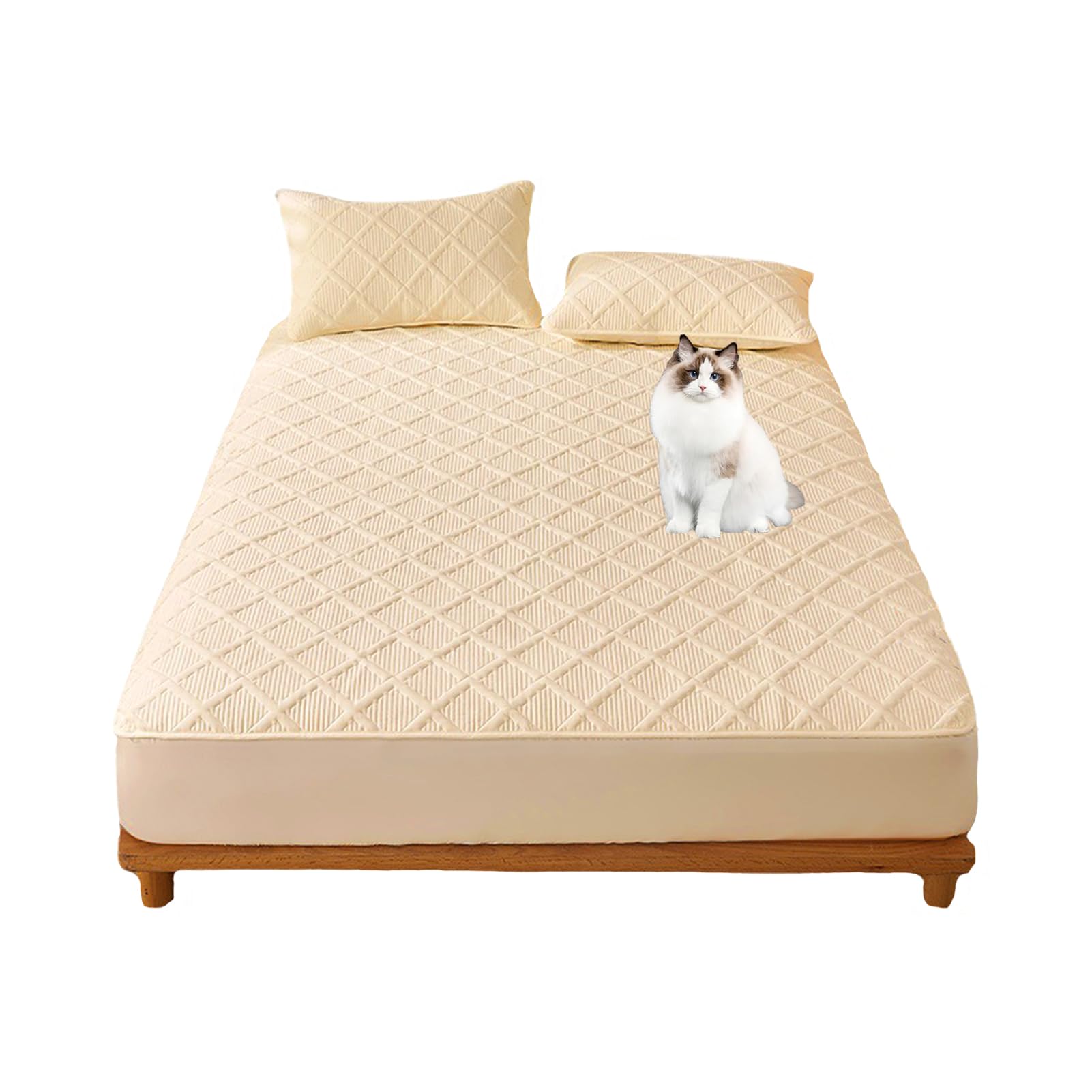 Ycdzsw Coffee-Milk Quilted Double Mattress Protector, Soft Breathable Mattress Cover, 30Cm Extra Deep Fitted, Anti-Allergenic, Machine Washable, For Comfortable Sleep (,90 X 190 Cm)