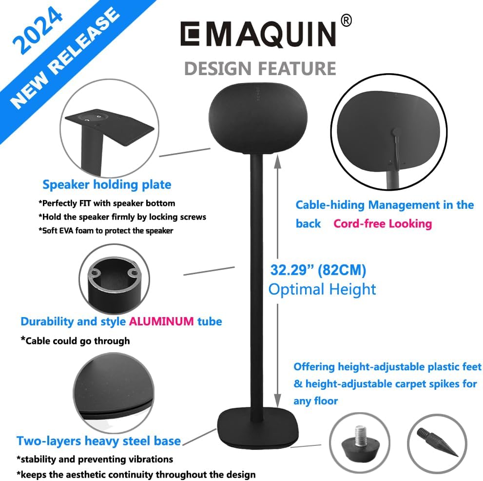 Speaker Stand for SONOS Era 300 Speaker (Stable and Heavy Duty floorstand,Compatible with SONOS Era 300,Single pc,Black)