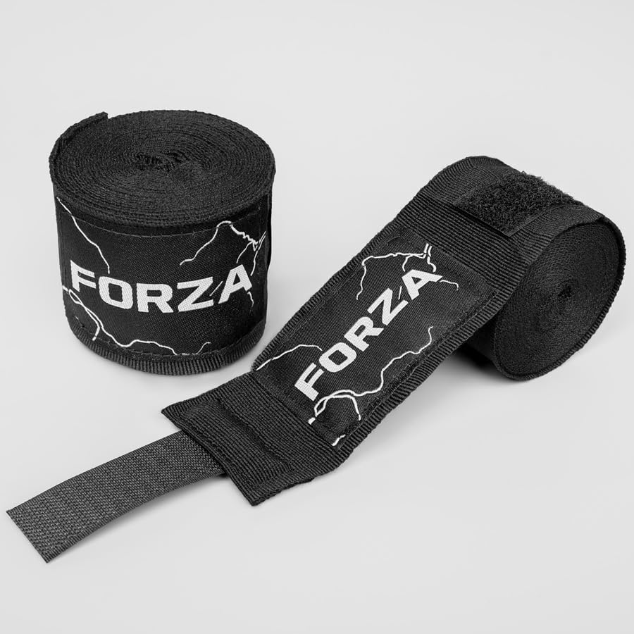 FORZA Boxing Hand Wraps | Durable Mexican-Style Wraps for Combat Sports – Secure Hook & Loop Fastening – Multiple Sizes for Boxing, Muay Thai, MMA & More (Black, 3.5m)