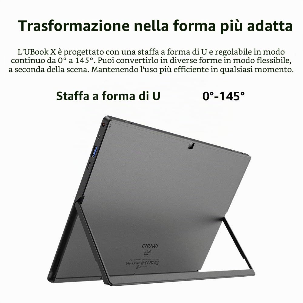 CHUWI UBook X 12" Tablet, Windows 10, Intel Gemini-Lake N4100 (fino a 2,4 GHZ), risoluzione 2160x1440, 8GB LPDDR4, 256G SSD, Touchscreen, Display video 4K 60Hz, 2.4G/5G Wifi