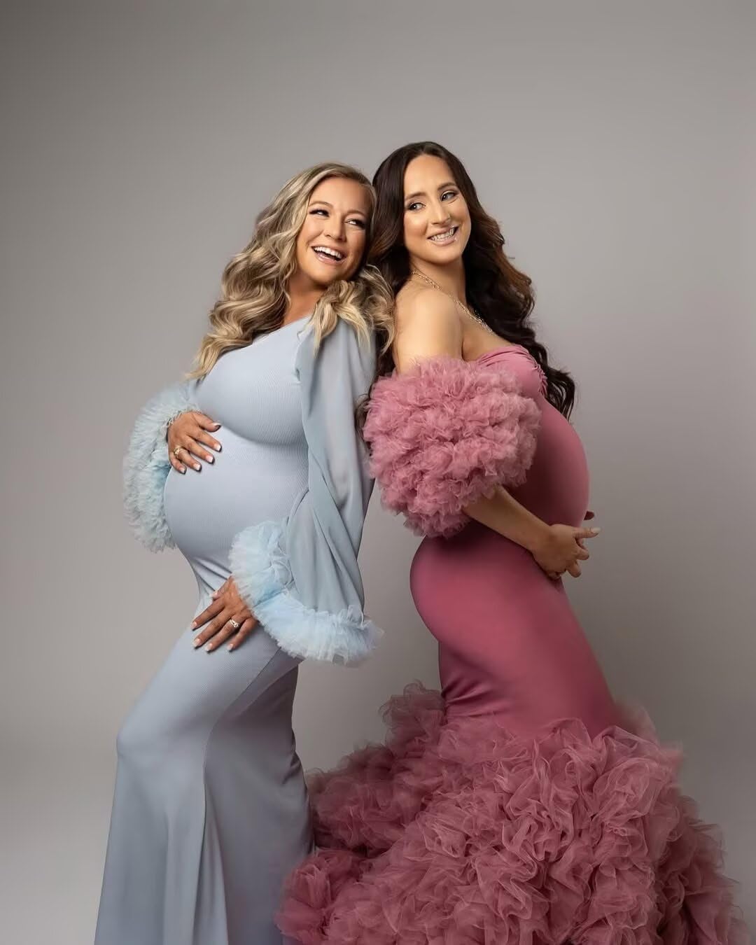 Mermaid Maternity Dress for Photoshoot Puffy Tulle Long Robe Ruffle Pregnancy Gowns for Baby Shower Dresses