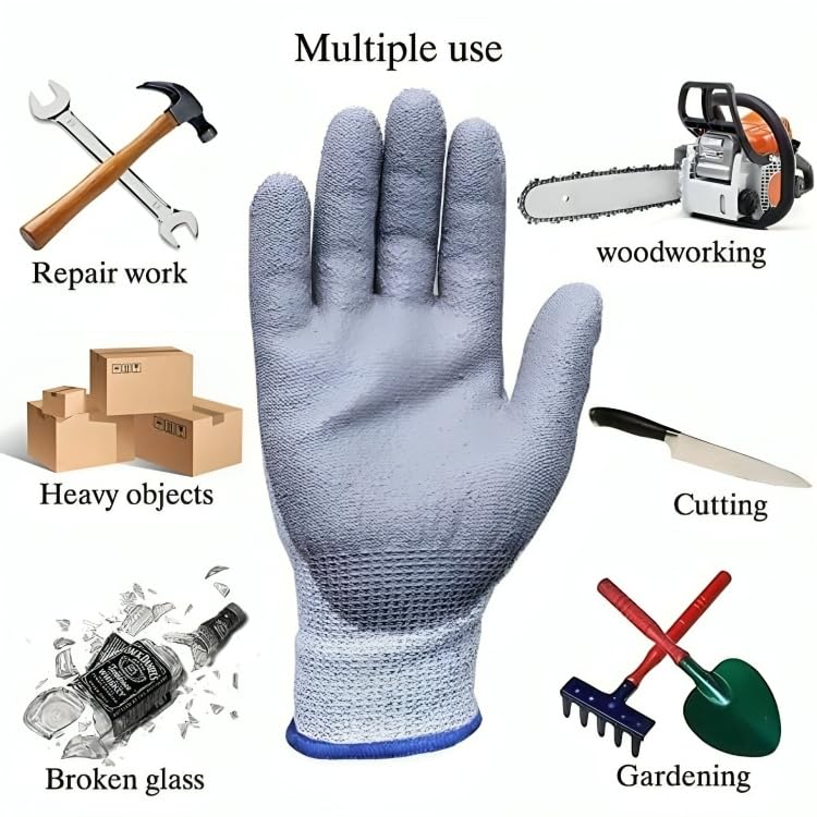 Image of Safety Gloves - Nylon Nitrile Coated Industrial & Home Cut Resistant Hand Gloves. (Grey (Nitrile Coated), Pack of 84 Pairs)