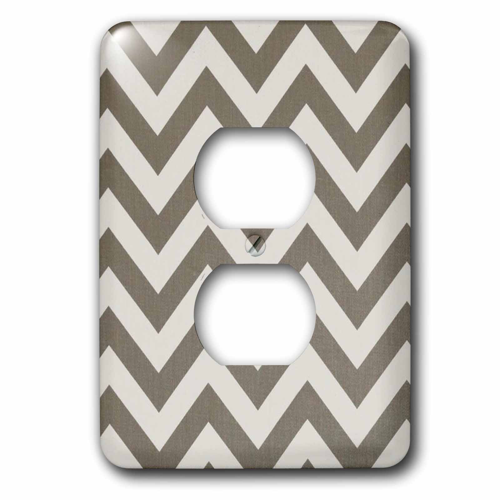 Cache 2 prises Zig Zag Stripes Taupe 3dRose lsp_60555_6 pour plaque murale décorative