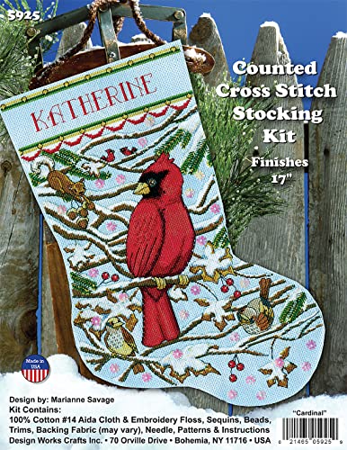 Image of Cardinal Counted Cross Stitch Stocking Kit