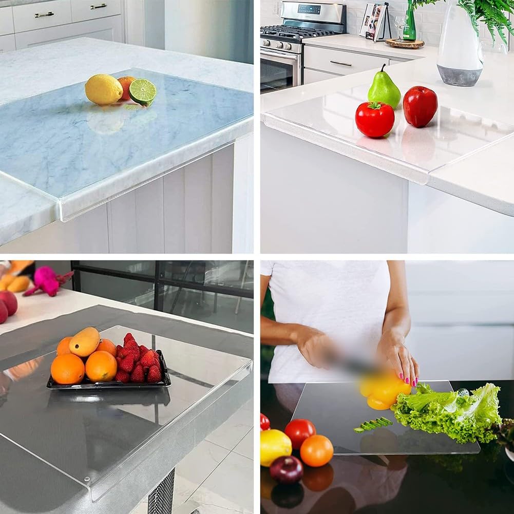 Tabla de cortar acrílica, tabla de cortar transparente con borde antideslizante para cocina, carne, frutas, verduras (45 x 35 cm), 744C0W6B3DK21477L7676CI