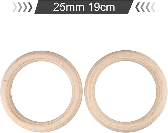 Set de Anillas de Gimnasia de Madera, Anillas de Entrenamiento de Abedul Sólido con Correas Ajustables para Fitness en Casa miniatura 4