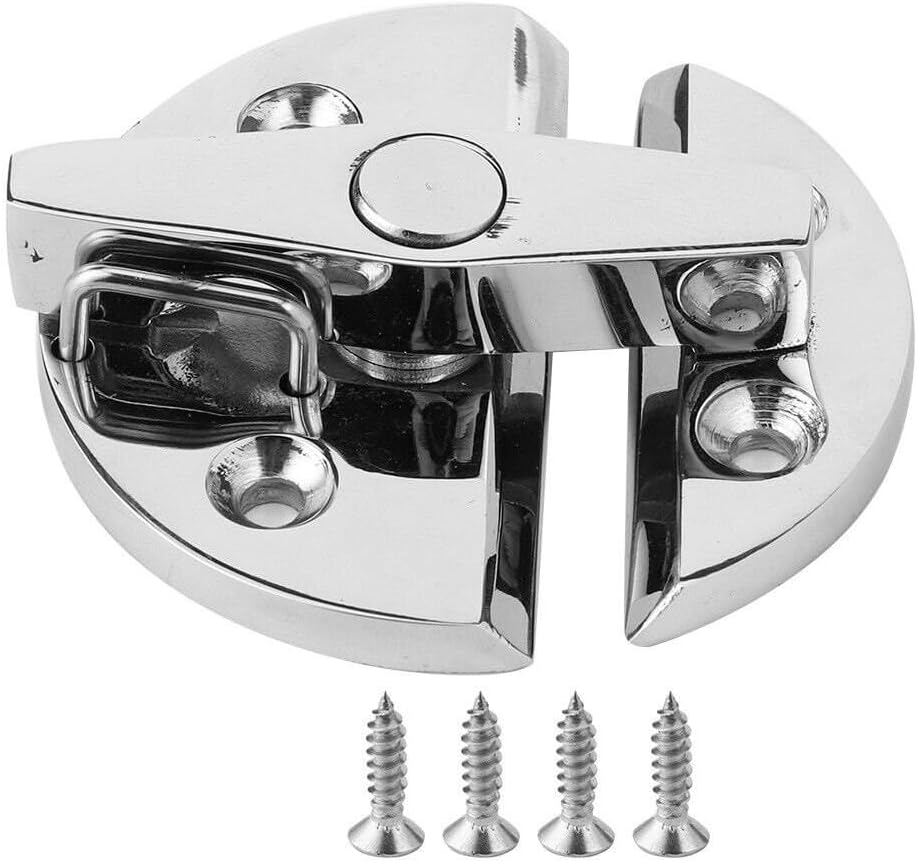 Rotating Turn Button Catch Latch for Marine Cabinets, Boat Doors, Hatches & Drawers – 316 Stainless Steel Saltwater-Resistant Cabinet Catch with Positive Stop Locking Mechanism