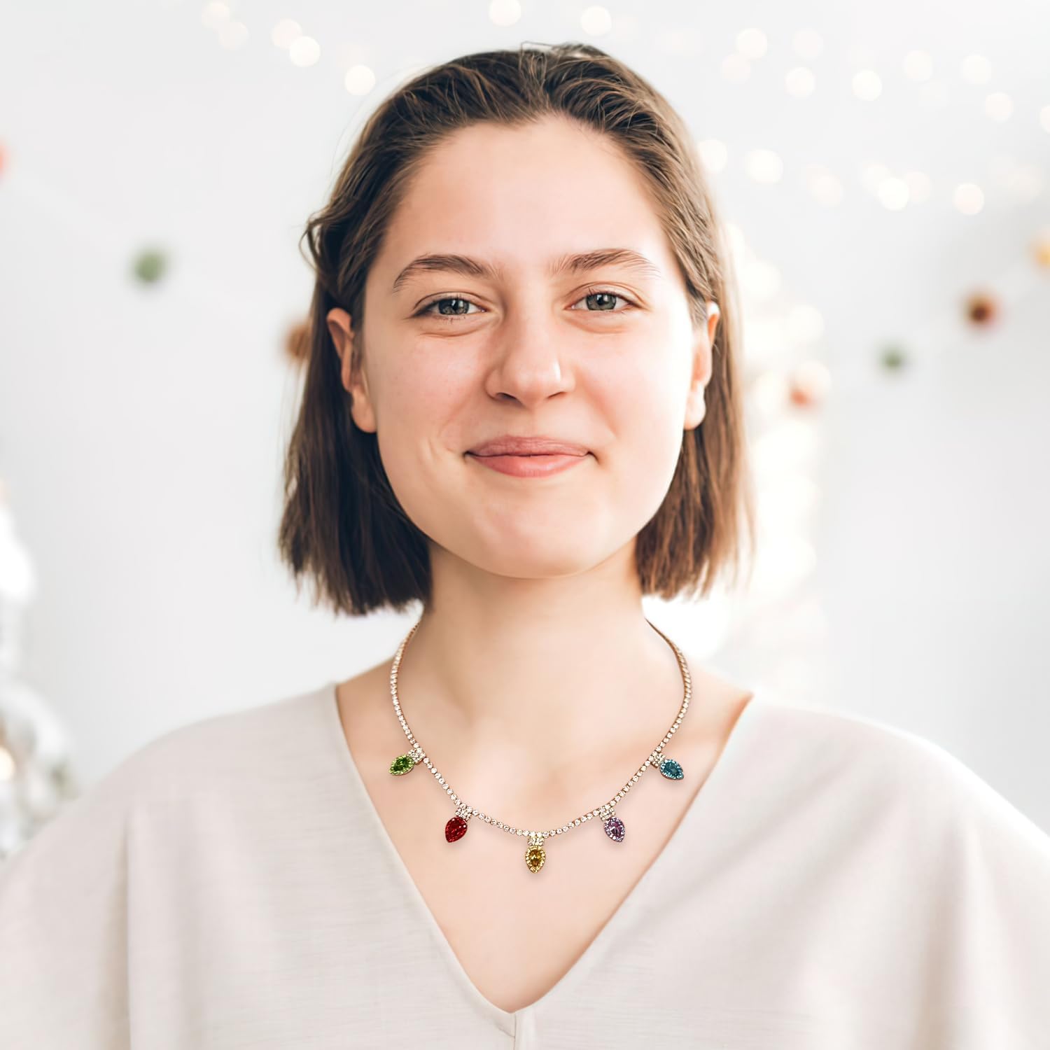 LILIE&WHITE Christmas Necklace For Women With Candy Christmas Tree Pendant Necklace Light Bulb Xmas Fashion Jewelry - Image 2