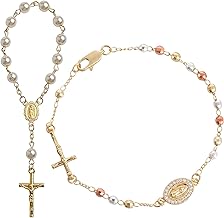 2Pcs Rosary Bracelet, Cross Bracelet Women,Cross Bracelet, Fashion Jewellery for Everyday Wear, Detailed Pendant Design