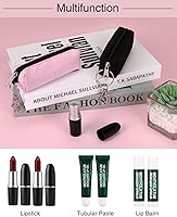 Vista 4 de Chapstick Holder Lip Balm Sleeve Pouch Lipstick Holder Bag Lip Gloss Holder With Hook Stocking Stuffers Gift for Women (2pcs)