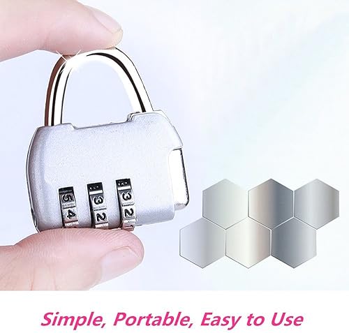 Miniatura 4 de Candado de combinación de 3 dígitos de aleación de zinc, el pequeño candado de combinación segura para maletas, equipaje, maletines, bolsas de