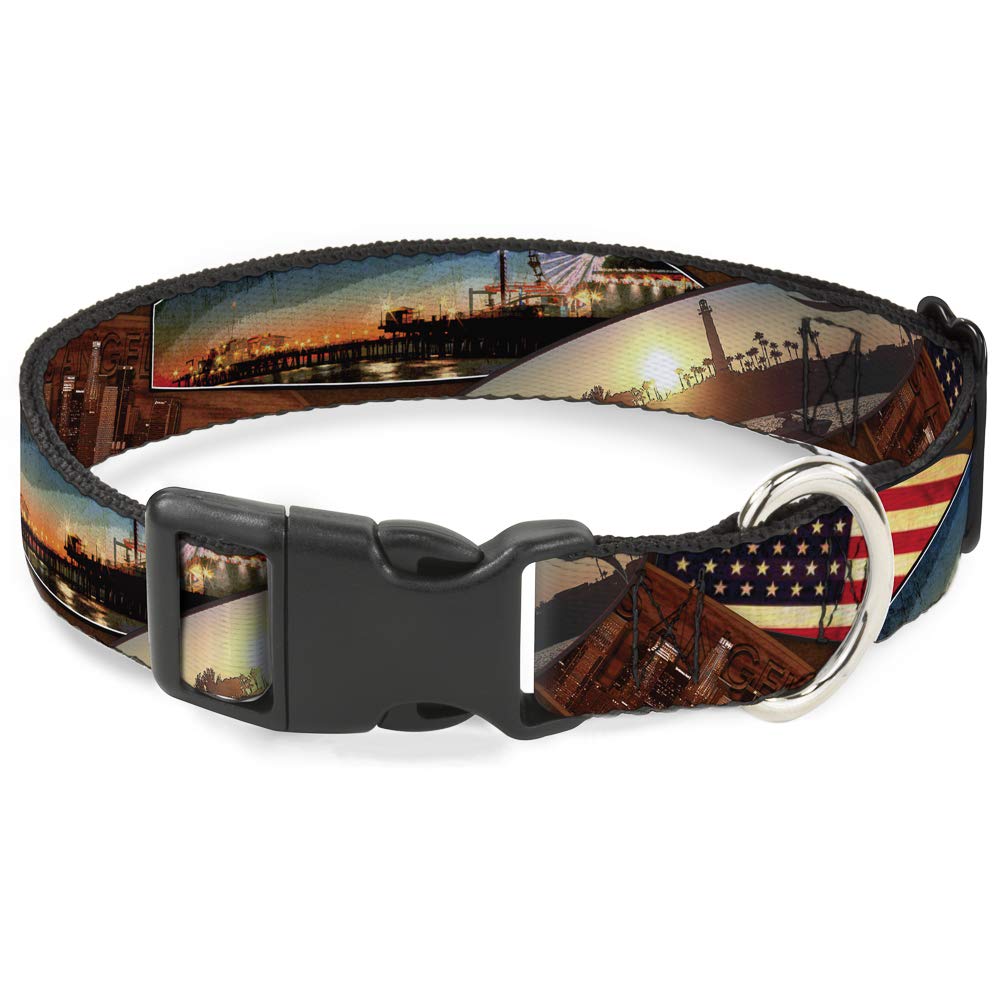 Collier de surf Cali large avec US drapeau et clip plastique marron réglable 18-81,3 cm