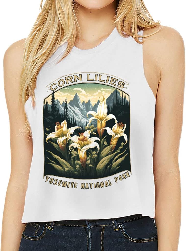 Lily Flower Racerback Cropped Tank - Cute Women's Tank - Flower Tank Top