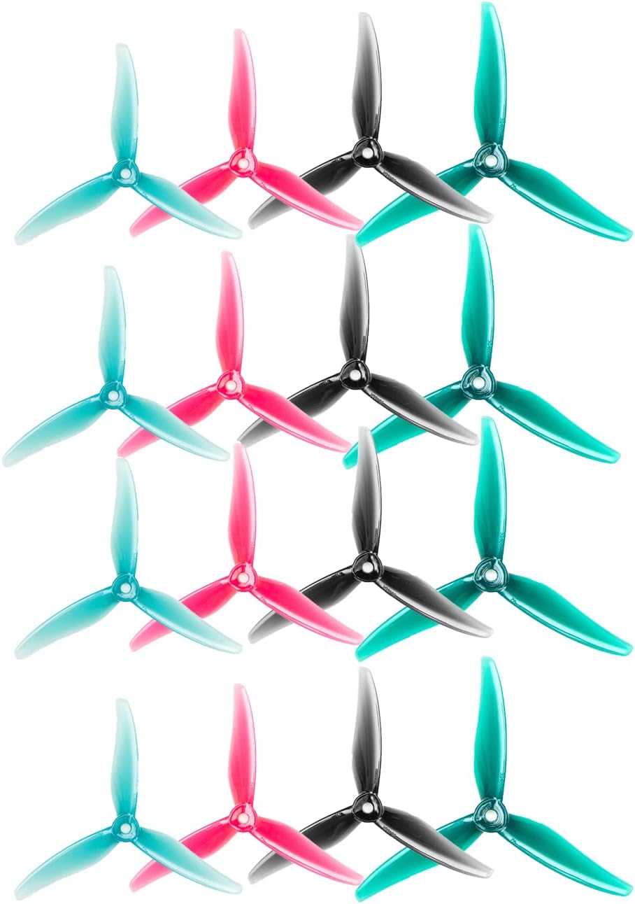 Better Grip Smoother Gemfan 51466 V2 Hurricane MCK Tri-Blade 5.1" Prop FPV Propeller Compatible Xing 2207 2208 2205-2306 Brushless Motor for iFlight Nazgul Evoque DIY Quadcopter Drone (Pack of 16pcs)