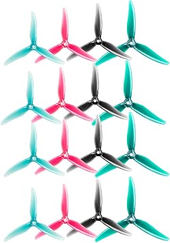 Better Grip Smoother Gemfan 51466 V2 Hurricane MCK Tri-Blade 5.1" Prop FPV Propeller Compatible Xing 2207 2208 2205-2306 Brushless Motor for iFlight Nazgul Evoque DIY Quadcopter Drone Pack of 16pcs