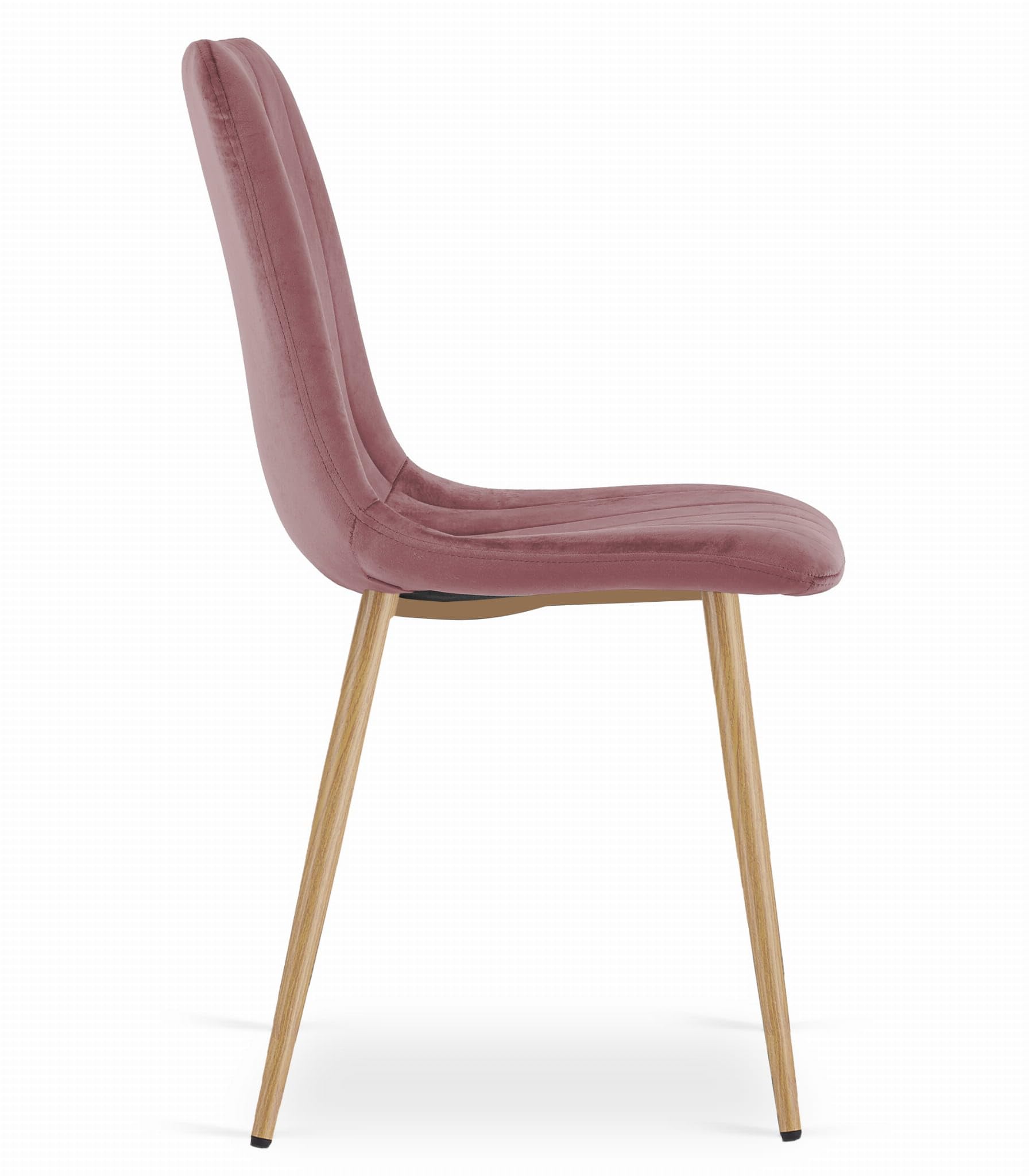 Sedia Velluto Gambe Legno Rosa 4 Pezzi