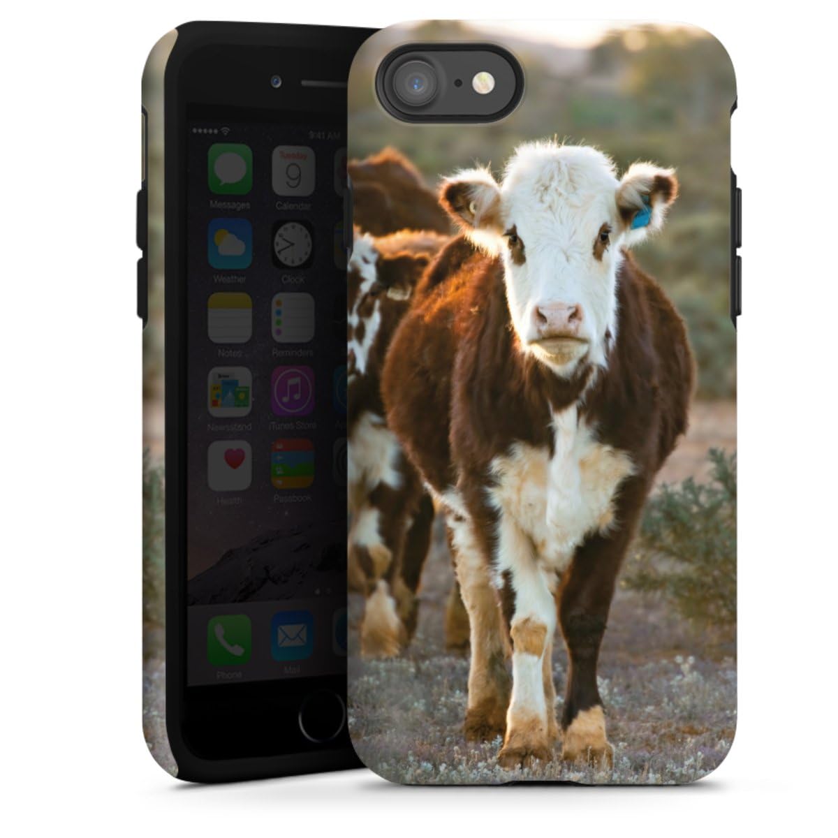 DeinDesign Coque Compatible avec Apple iPhone SE (2020) Coque renforcée Coque Antichoc Vache Veau Agriculture