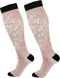874 Crew Athletic Socks Rose Gold Abstract Spots Running Socks Non Slip Walking Socks Breathable Dress Crew Socks For Running Hiking Sports 40cm