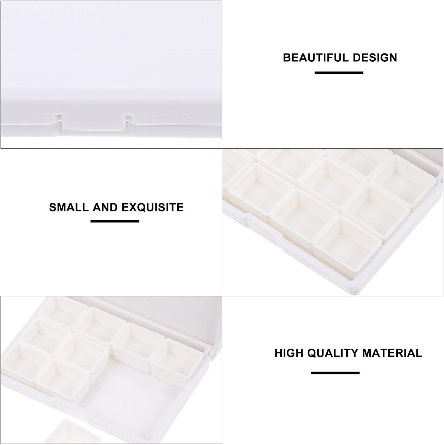 Alipis Watercolor Pigment Compartments Box with 12 Mini Plastic Cubes, Portable Painting Tool Storage Case for Artists and Students, Compact Watercolor Palettes Organizer for Art Supplies