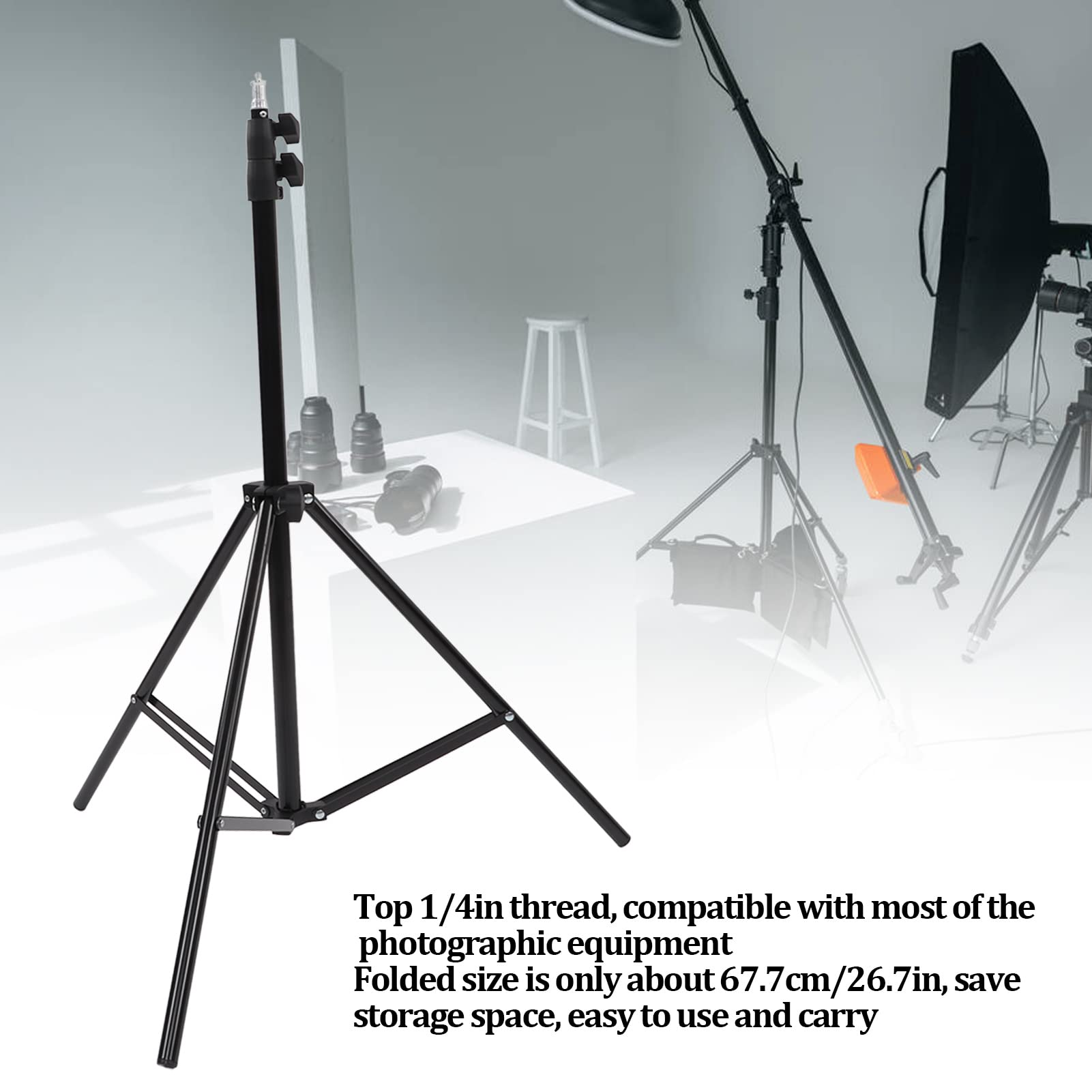 Cryfokt Light Stand 1.9m Adjustable Metal Tripod for Live Streaming