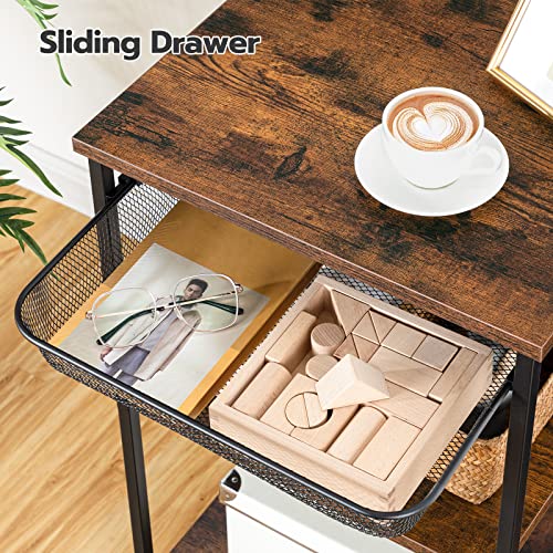 Hoobro Printer Stand, 3 Tier Printer Cart With Power Outlet And Usb Port, Industrial Printer Table Rolling Cart With Storage Drawer On Wheels, For Home Office, Rustic Brown And Black Bf23Ups01 #TOP5