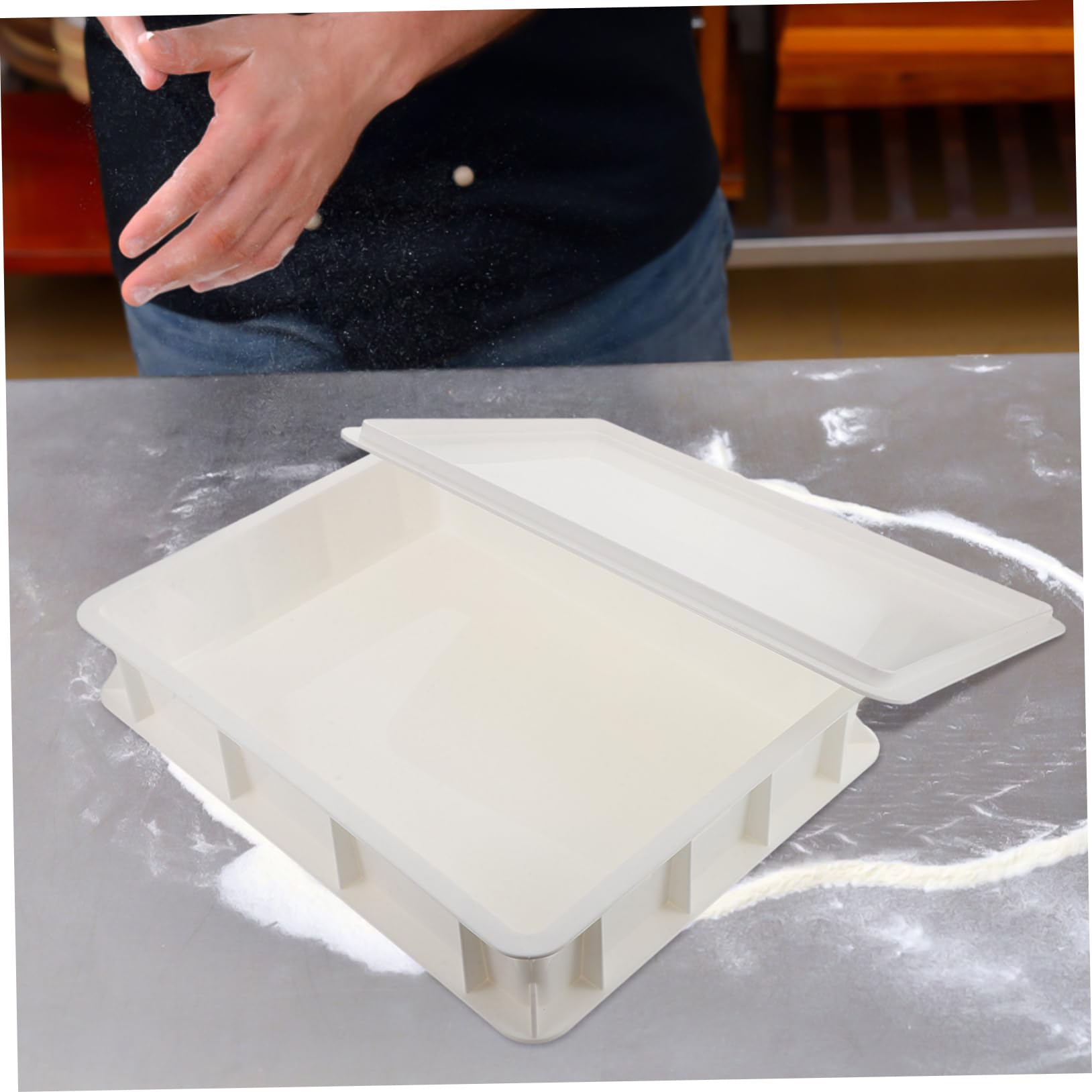 Récipient à Pâte à Pizza en Plastique avec Couvercle, Design Empilable pour Fermentation, Rétention D'humidité et Nettoyage Facile, pour Boulangerie Commerciale