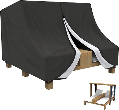 Junior Size Chais Lounge Chair Outdoor Cover for KidKraft Wooden Double Chaise Lounge,Swimming Pool Playtime Shade Waterproof Patio Furniture Cover with Zipper-34 L x 37" W x 34" H